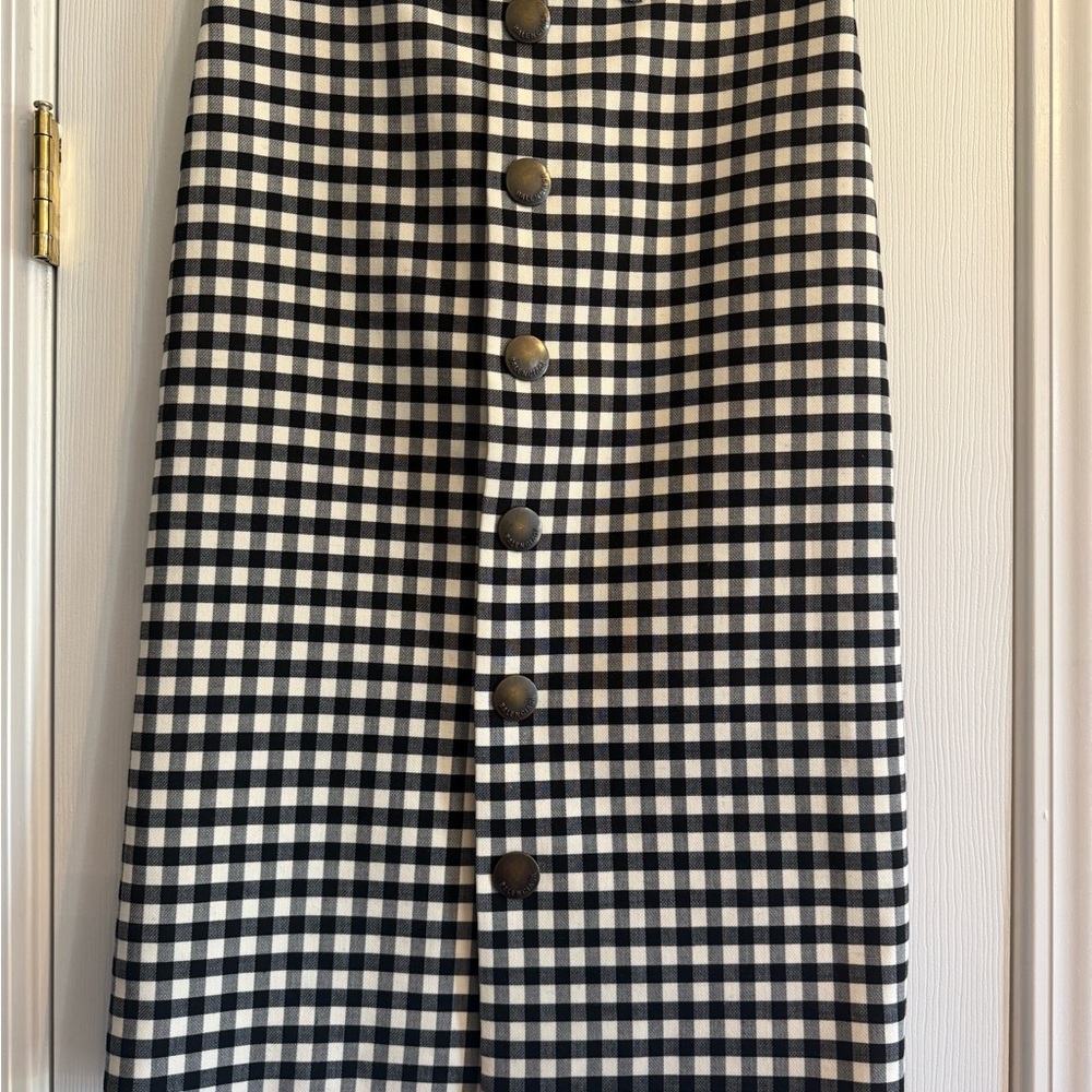 Balenciaga Black and White Gingham A-Line Skirt